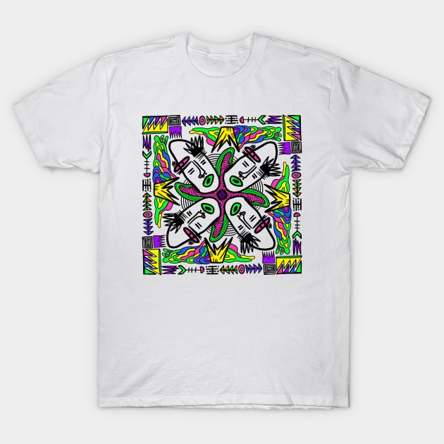 psychedelic colors face etnic cave T-Shirt by indi art